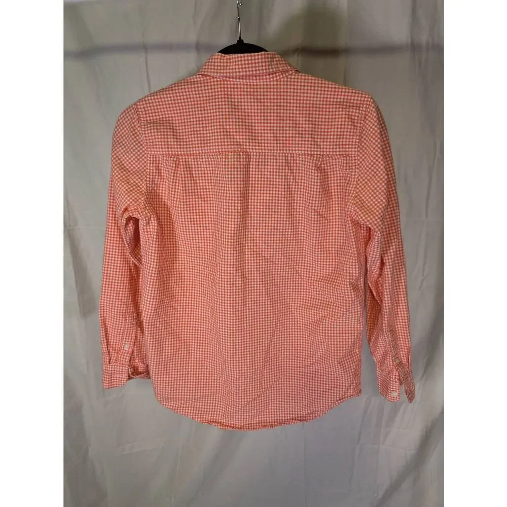 The Children's Place Boy's Orange and White Checked Long Sleeve Shirt Size 14 (X